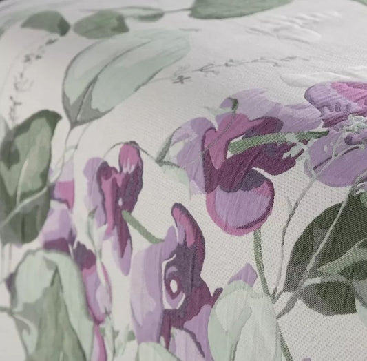 Ensemble Complet Jacquard FLORAL GARDEN Mauve et Gris