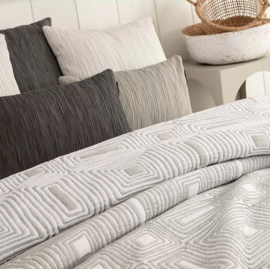 Couvre-Lit Jacquard Réversible ETNIA Gris