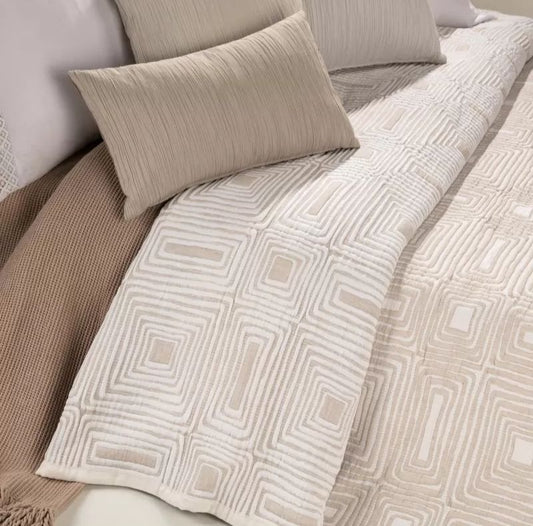 Couvre-Lit Jacquard Réversible ETNIA Beige
