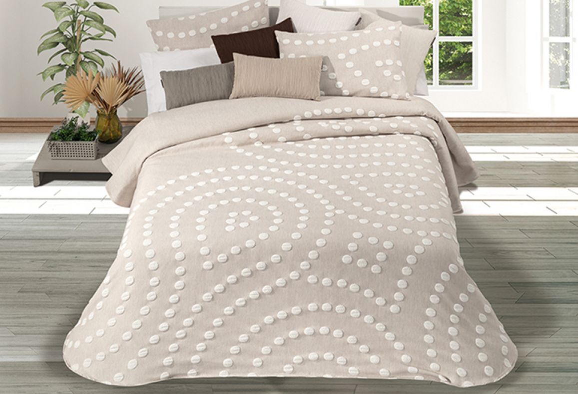 Parure de lit Jacquard ONDAS POINT Beige