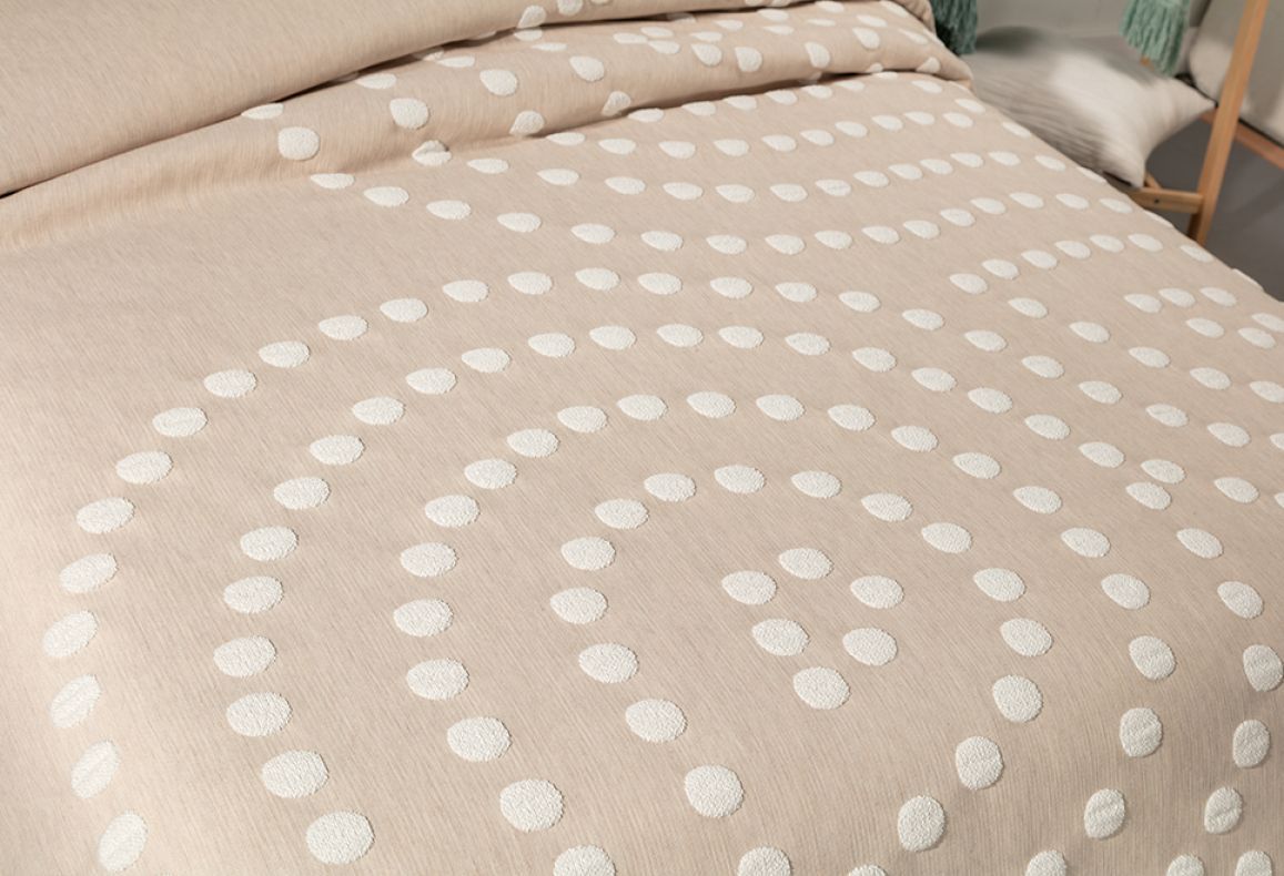 Parure de lit Jacquard ONDAS POINT Beige