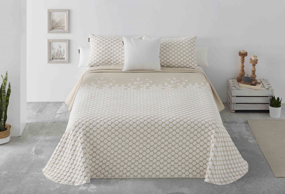 Parure de lit Jacquard POINT Beige
