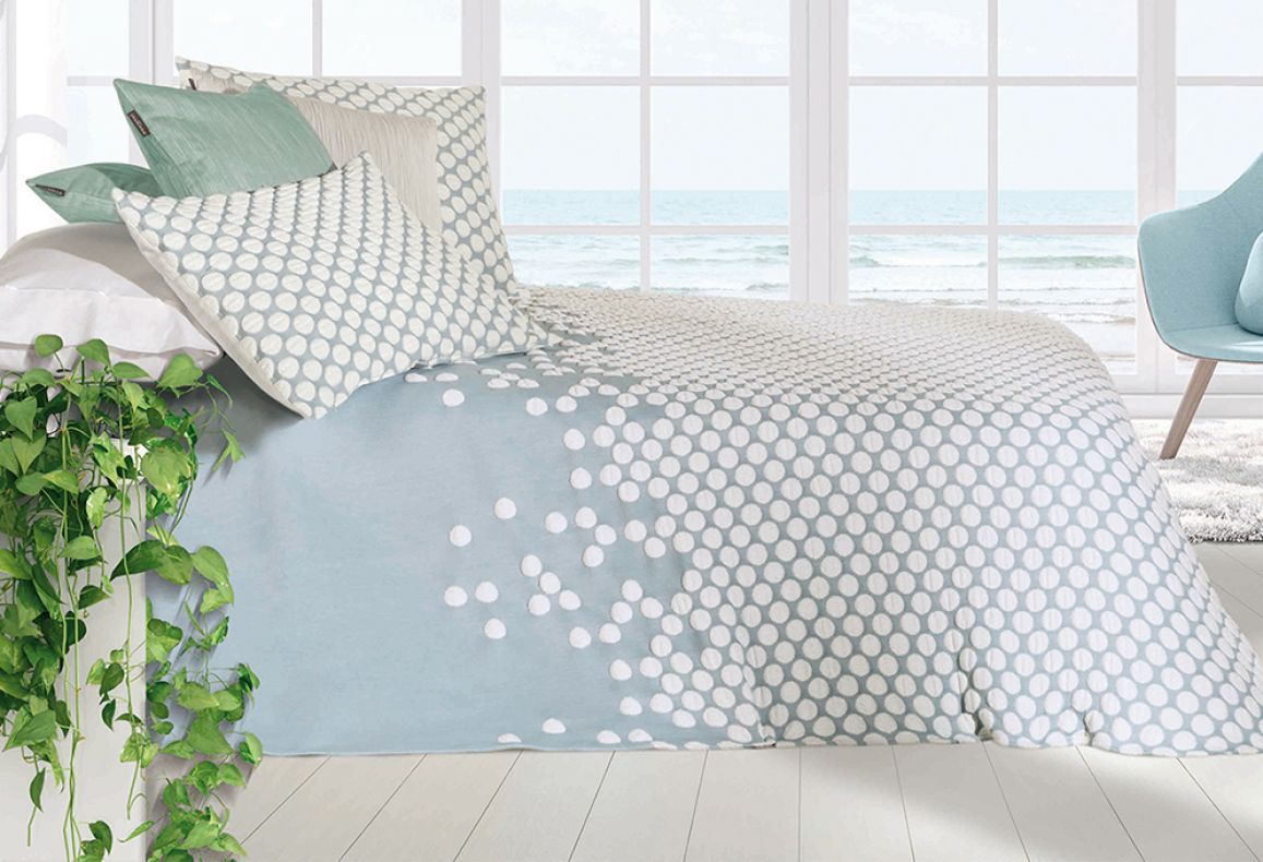 Parure de lit Jacquard POINT Bleu Ciel