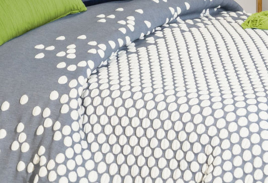 Parure de lit Jacquard POINT Bleu Jean
