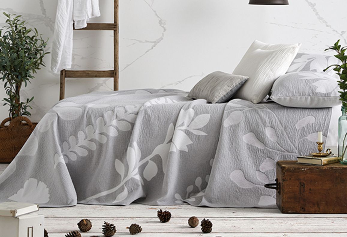 Parure de lit Jacquard en Coton HELECHO Gris