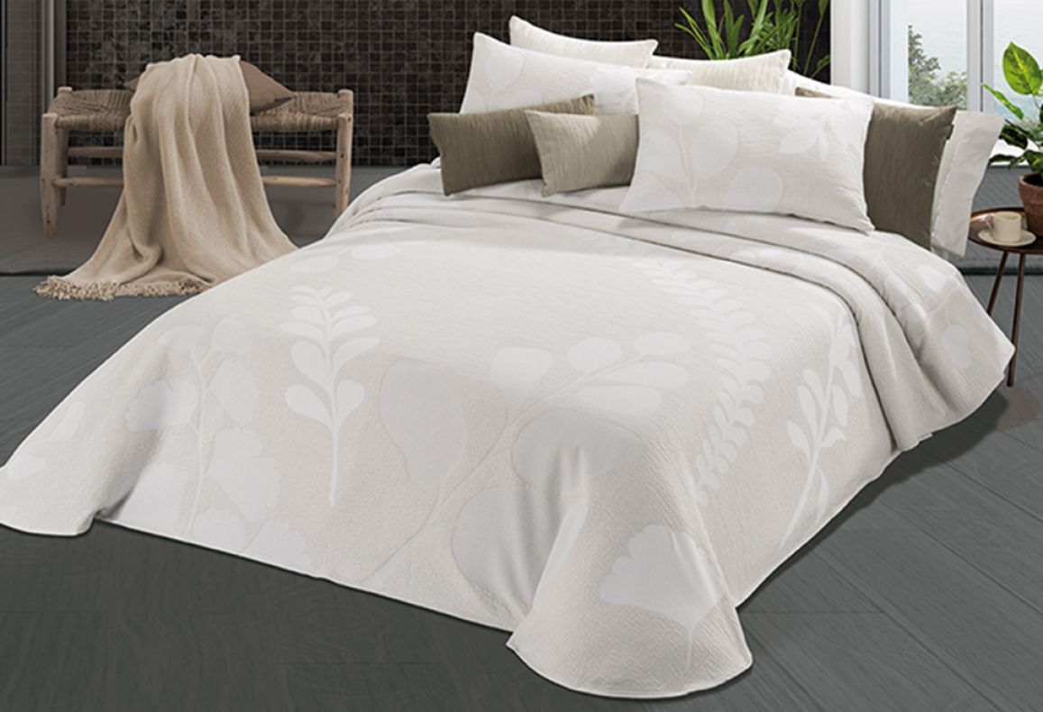 Parure de lit Jacquard en Coton HELECHO Beige