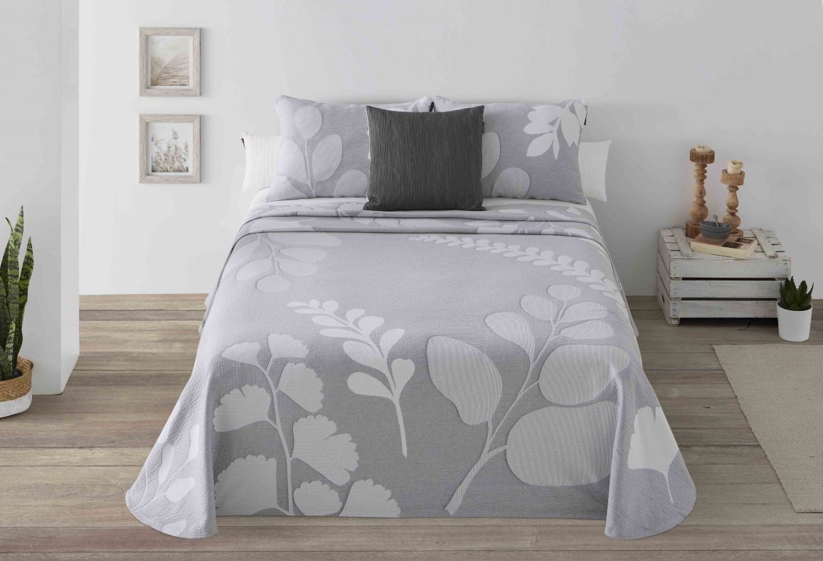 Parure de lit Jacquard en Coton HELECHO Gris