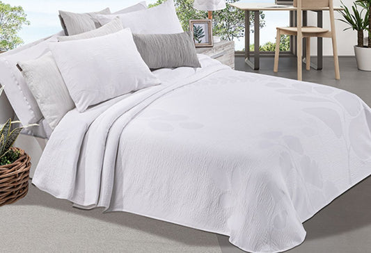 Parure de lit Jacquard en Coton HELECHO Blanc