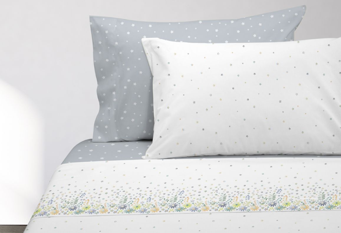 Parure De Draps En Coton Imprimés DAISY Bleu
