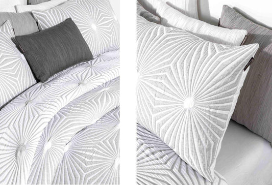 Parure de lit Jacquard HEXAGON Gris Et Blanc