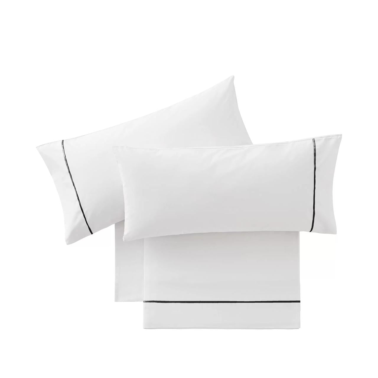 Parure de draps en Coton Blanc avec Bordure Noire