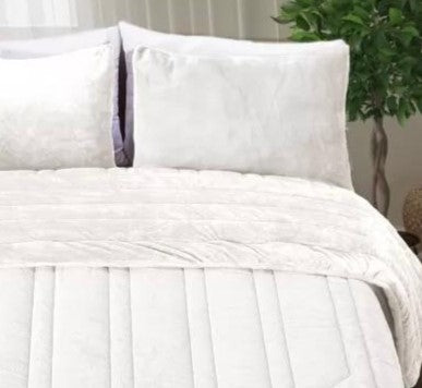 Couette en Velours à Rayures Géométriques Crème