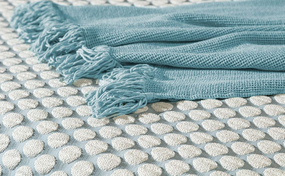 Parure de lit Jacquard POINT Bleu Ciel