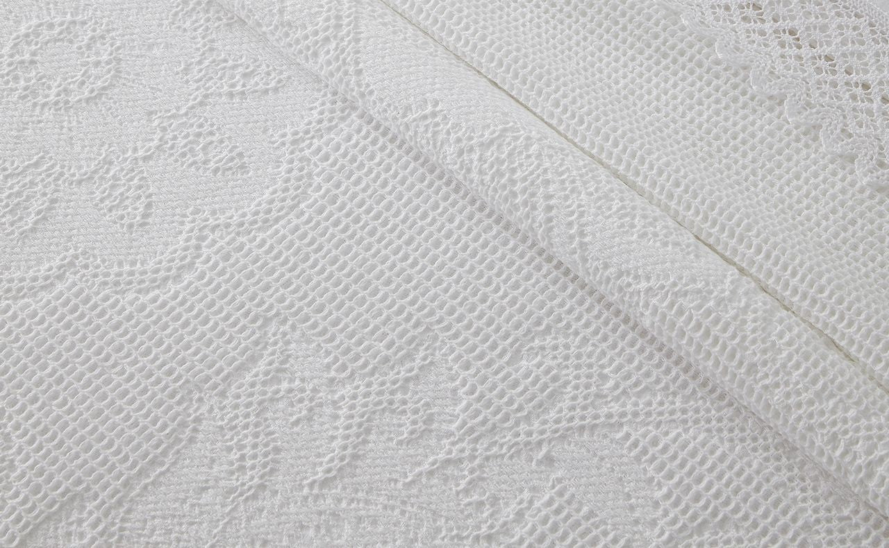 Ensemble Couvre-lit Jacquard en Coton Au POINT CROCHET en Blanc