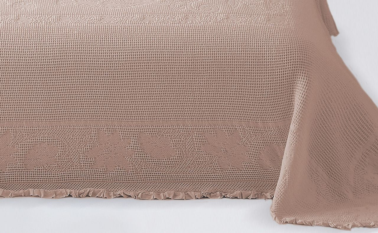 Ensemble Couvre-lit Jacquard en Coton Au POINT CROCHET en Saumon