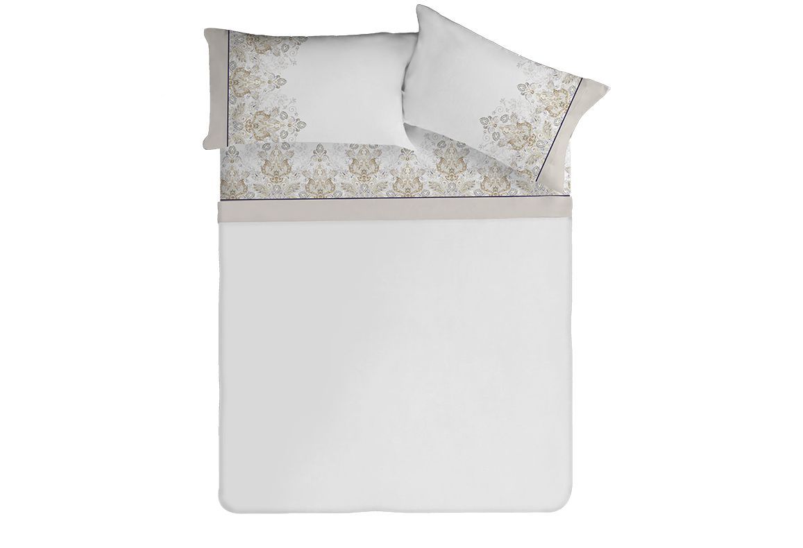 Parure De Draps En Coton Imprimés PAISLEY Beige