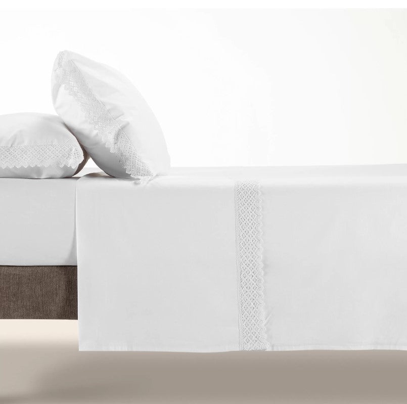 Parure de draps en Coton CROCHET BLANC