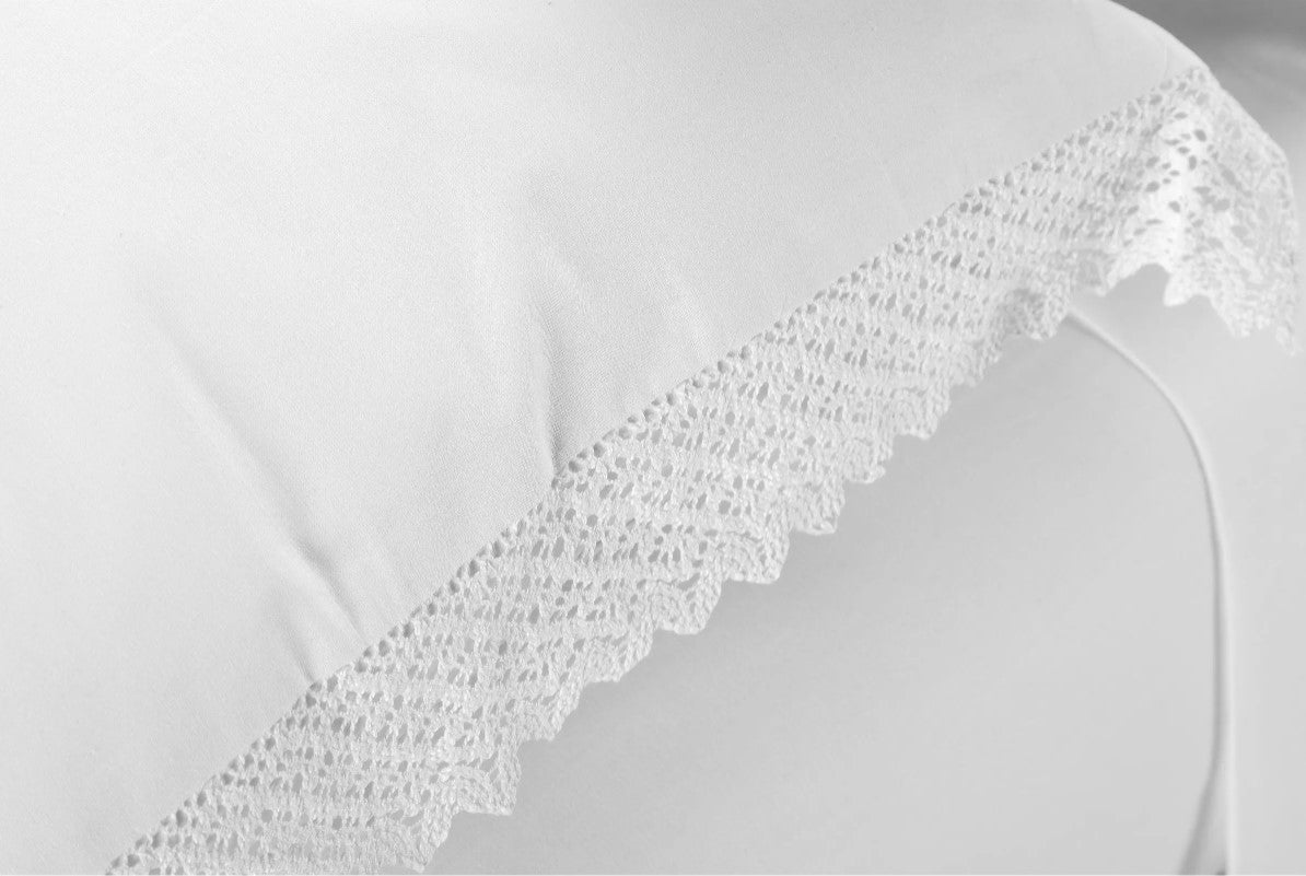 Parure de draps en Coton CROCHET BLANC