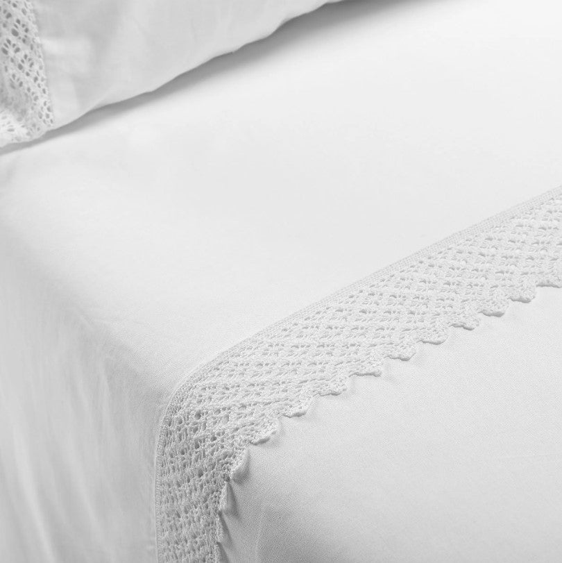 Ensemble Couvre-lit Jacquard en Coton Au POINT CROCHET en Blanc