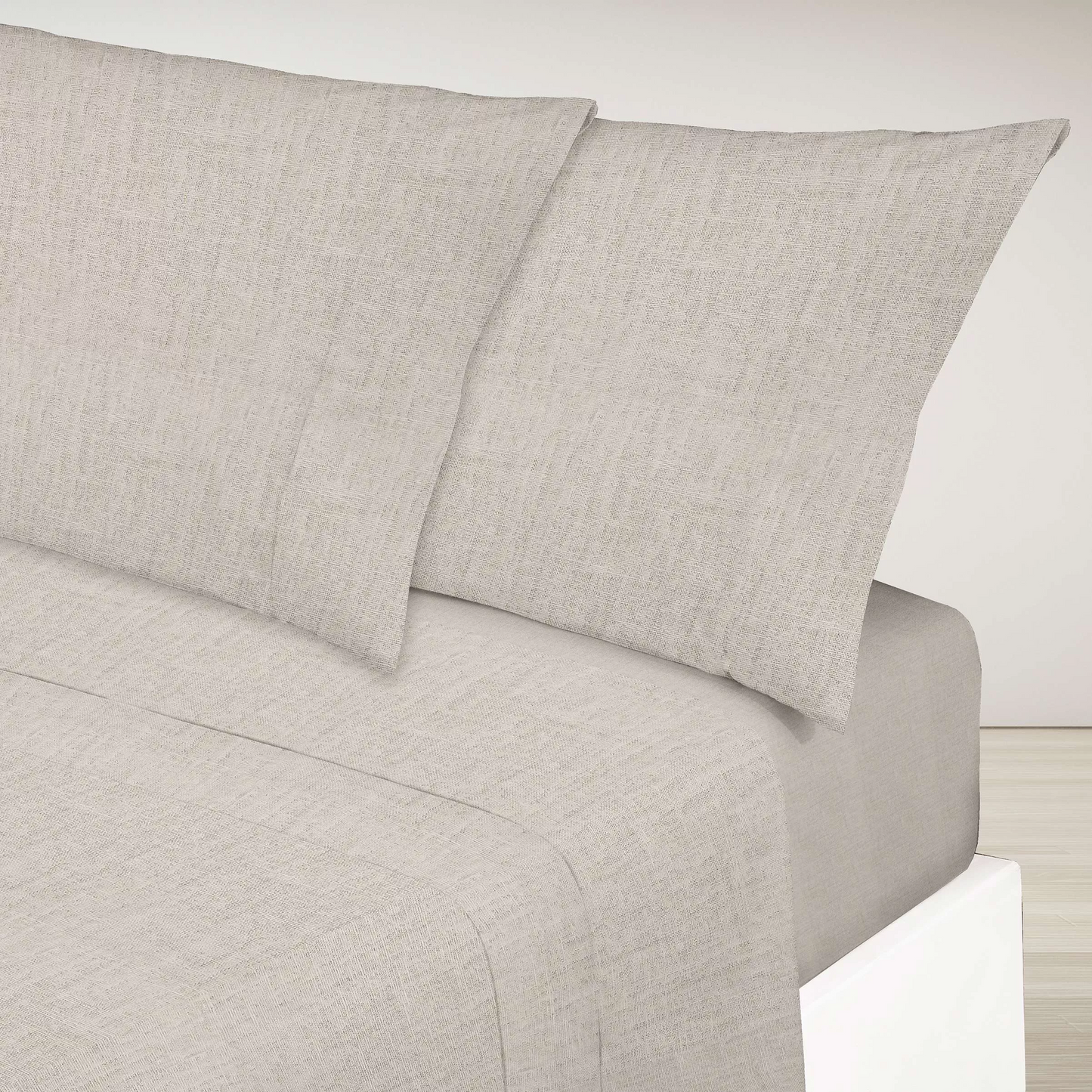 Parure de draps en Coton Uni Lavé Beige