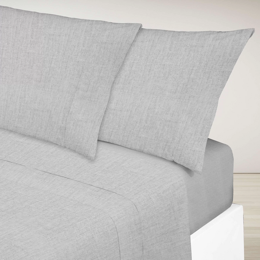 Parure de draps en Coton Uni Lavé Gris