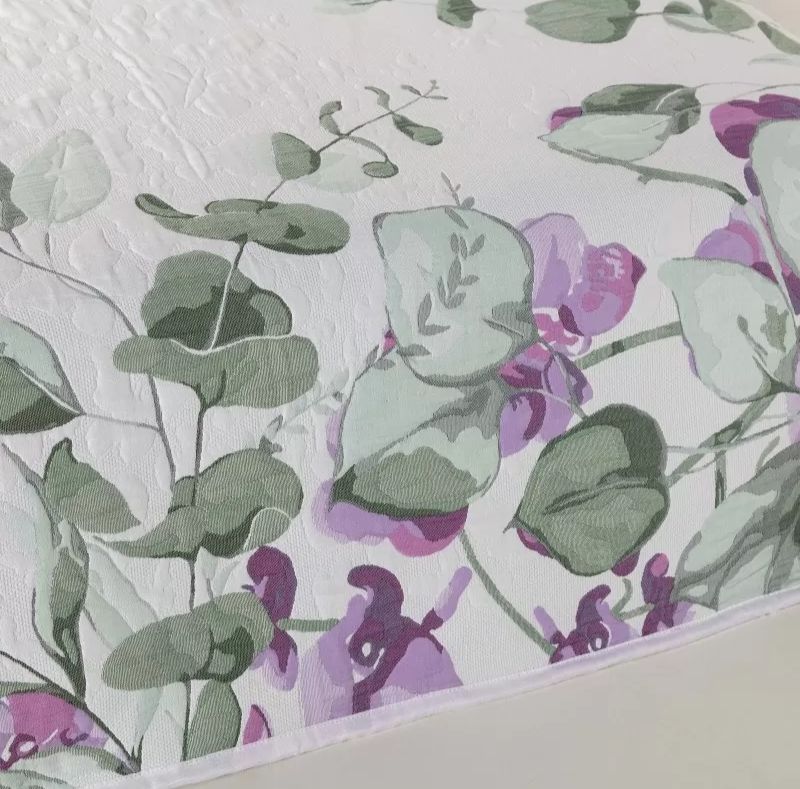 Ensemble Complet Jacquard FLORAL GARDEN Mauve et Gris