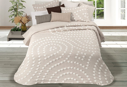 Parure de lit Jacquard ONDAS POINT Beige