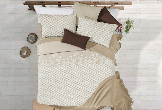 Parure de lit Jacquard POINT Beige