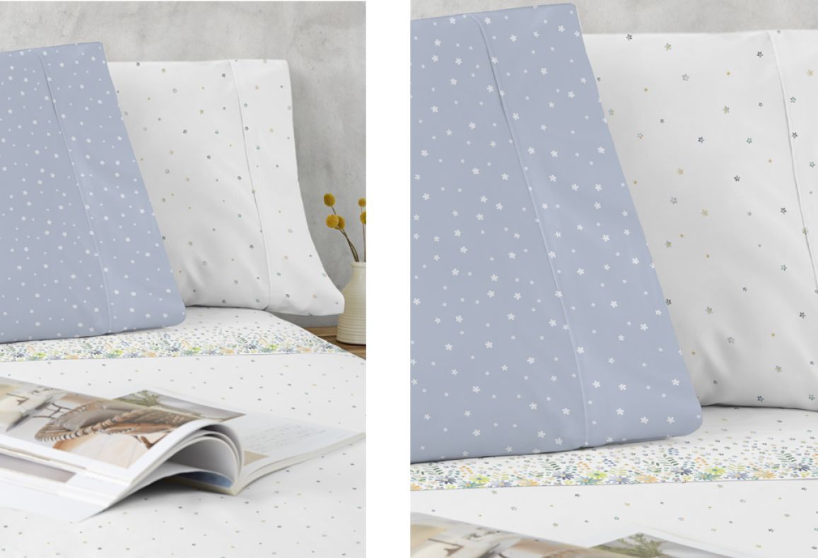 Parure De Draps En Coton Imprimés DAISY Bleu