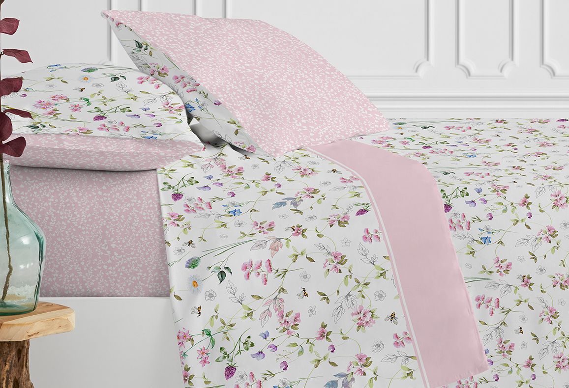 Parure de draps Imprimés BEE HAPPY Rose